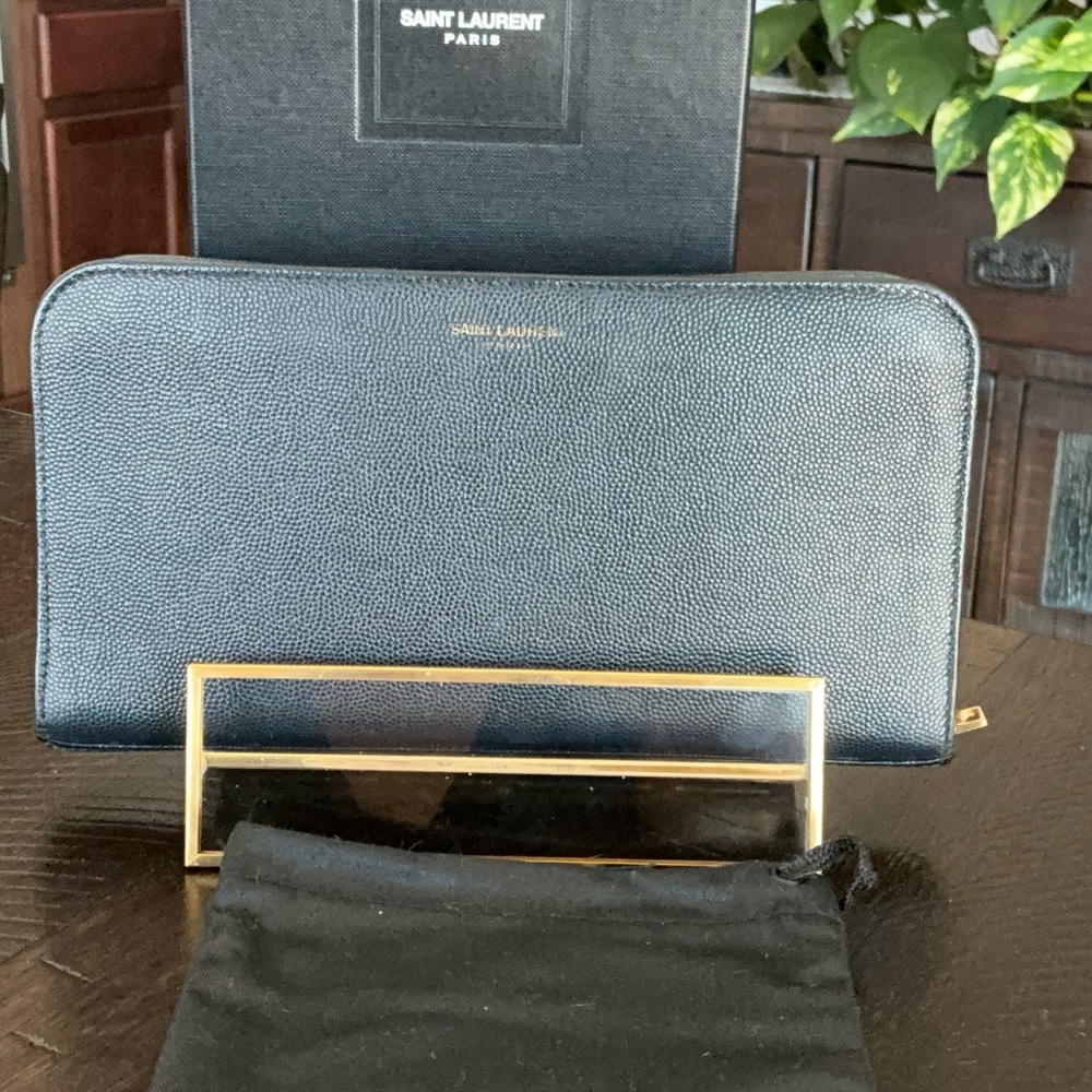Saint Laurent Blue Continental Wallet - Picture 1 of 8